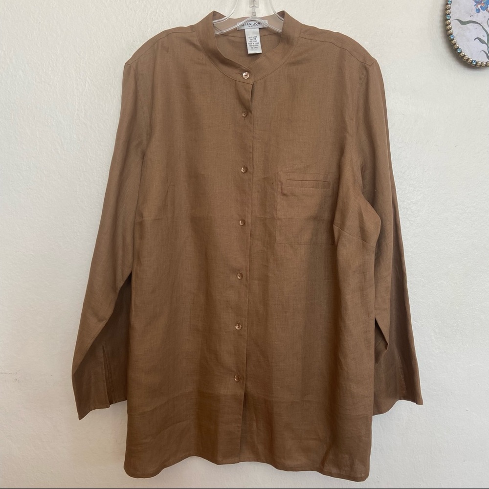 Jillian Jones Linen Blend Button Up Shirt
